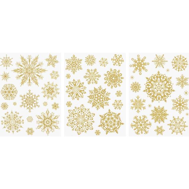 Fönsterstickers Heyda - Snöflingor Guld - 3 ark