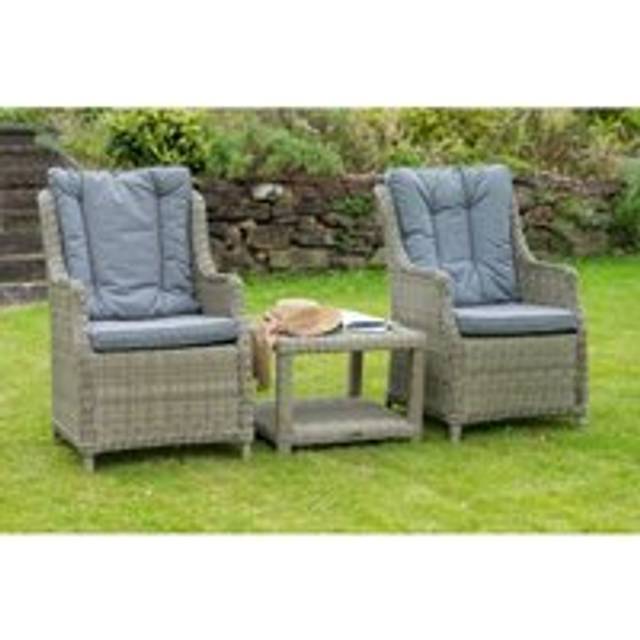 Wentworth Rattan Garden Bistro Set by Royalcraft - 2 Seats Grey Cushions