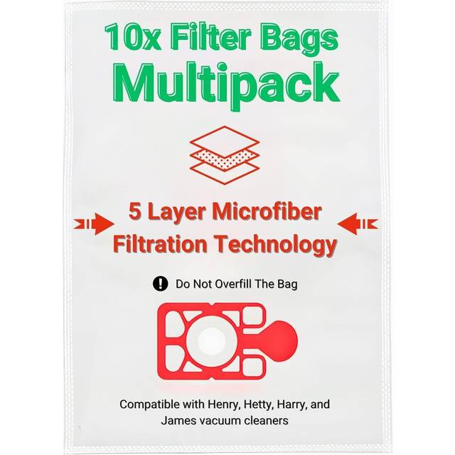 Pack of 10 numatic henry hoover bags microfiber dust bags for vacuum cleaner uk