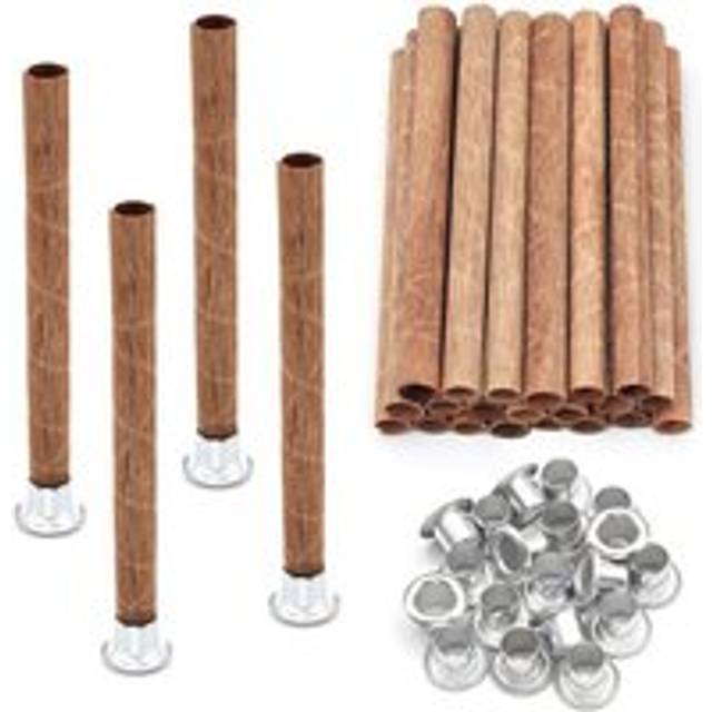 20PCS Wood Spiral Candle Wicks 4x0.32inch/100x8mm, Wick Tube with Stands for Making, Natural Round Wooden