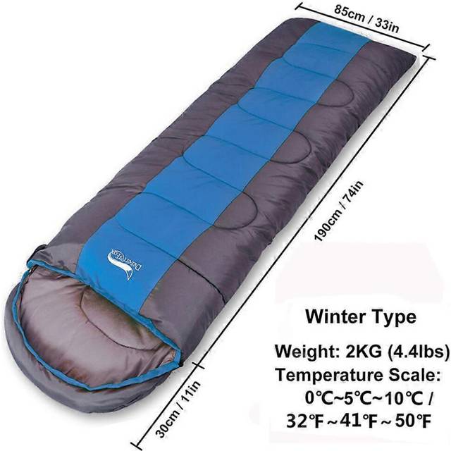 (Green, One size) Desert&fox Large Sleeping Bag For Adults 1pc Winter Type Envelope Warm Sleeping Bags Blanket For Camping Hiking Tourism 220x85cm