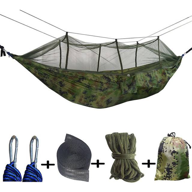 (As show, One size) Camping Hammock With Mosquito Net -  Ultra Lightweight Durable Double/single Travel Hammock  Parachute Nylon  Tree Straps  Capacit