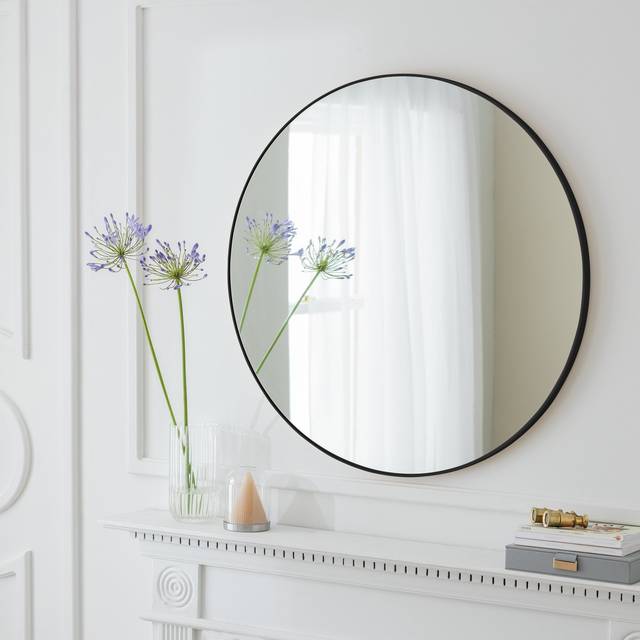 Habitat Black Round Wall Mirror - 82x82cm