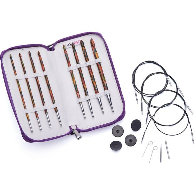 KnitPro Crochet Hooks in Zipper Case, Symfonie Tunisian Afghan Wood Tips - Complete Set (3.5-8mm) with Accessories