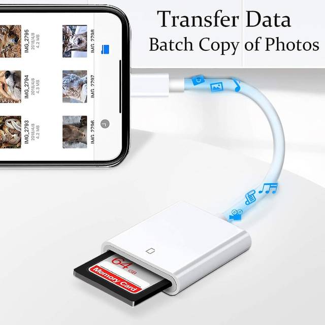 (As show, One size) Apple Lightning To Sd Card Camera Reader Adapter Compatible With Iphone Ipad Camera Trail Game Camera Card Viewer Reader