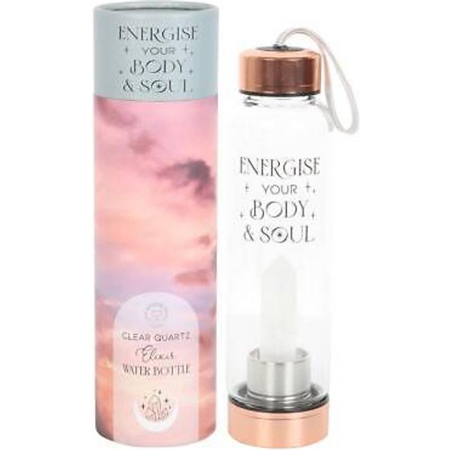 Something Different Clear Quartz Body And Soul Glass Water Bottle, Gold