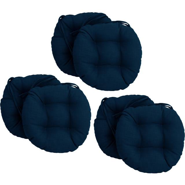 Blazing Needles 16-inch Solid Round Tufted Outdoor Chair Cushion, 16 x 16, Azul 6 Count