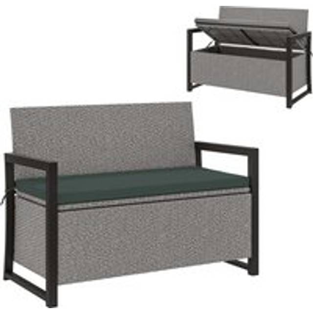 Outsunny 151.5l Storage Garden Bench, With Cushion - Grey