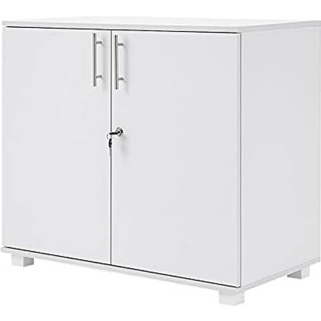 Panana Modern Wooden Filing Cabinet, 2 Door Office Storage Drawers With Lock Lateral File Cabinet Organizer For Home Office (White)