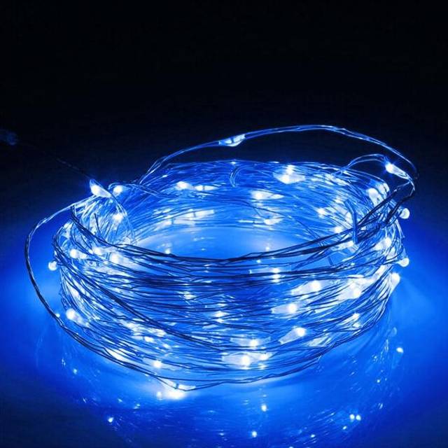 (Blue) 12V 10M 100LED Silver Wire Christmas String Fairy Light Remote Controller without Adapter
