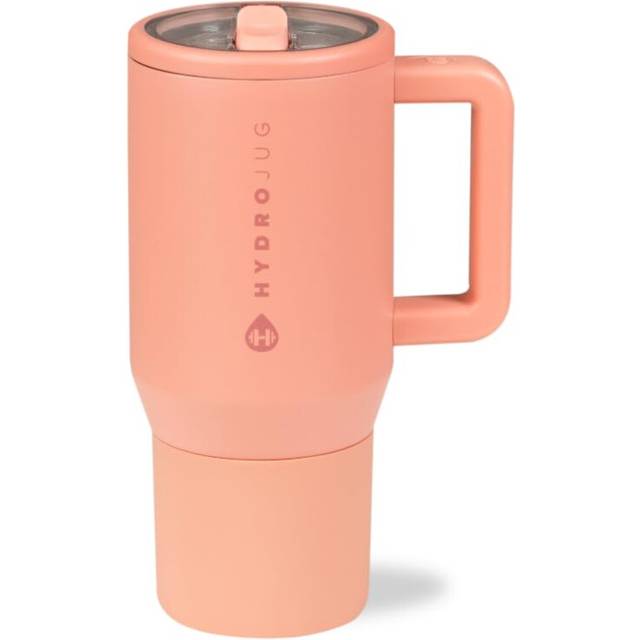 HydroJug Traveler - 20 oz Water Bottle with Handle & Flip Straw - Fits in Cup Holder  Leak Resistant Tumbler-Reusable Insulated Stainless Steel & Rubb