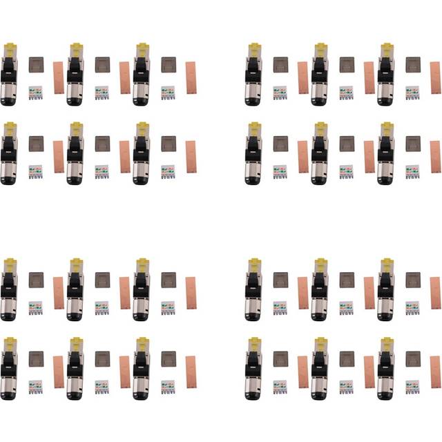 24-Pack Tool Free Shielded RJ45 Cat 8, Cat8 Field Termination Plug, Connector, Plug