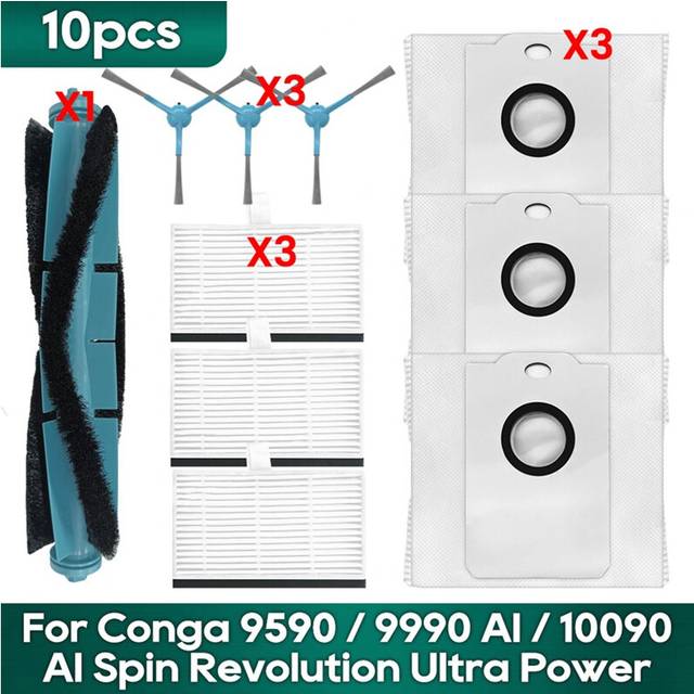 For 9590 9990 AI 10090 Revolution Ultra Power Home Main Side Brush Hepa Filter Dust Bag Spare Part