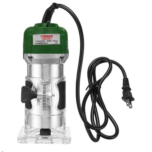 (Green) 30000RPM 600W Electric Hand Trimmer Wood Laminate Palm Router Joiners Tool Wood Trimming Machine