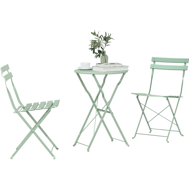 vidaXL Folding Bistro Set 3 pcs Light mint Steel - Green