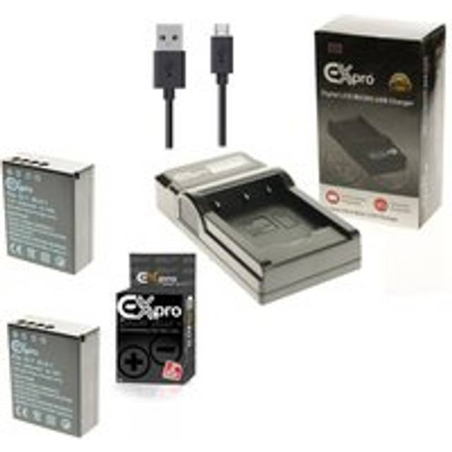 Ex-Pro© Olympus BCH-1 BLH-1 LCD Go-Charge USB Charger with2 x Ex-Pro© Olympus BLH-1 - 2450mAh Batteries [Part coded] for E-M1 Mark...