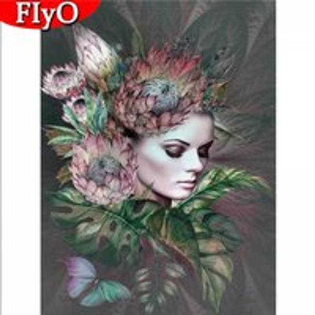 Diamond Painting New Portrait Woman Diamond Embroidery Cross Stitch Flower Pictures Of Rhinestones Mosaic Wall Art Full Square (20X30CM)