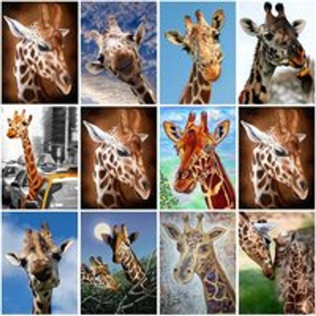 5D DIY Diamond Painting Giraffe Cross Stitch Full Square/Round Drill Animals Diamond Embroidery Mosaic Christmas Home Decoration Full Square 20X30CM light blue