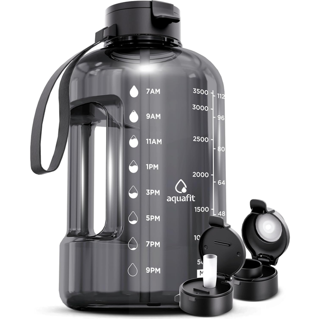 AQUAFIT 4 Litre Water Bottle with Straw - 1 Gallon- Motivational, 128