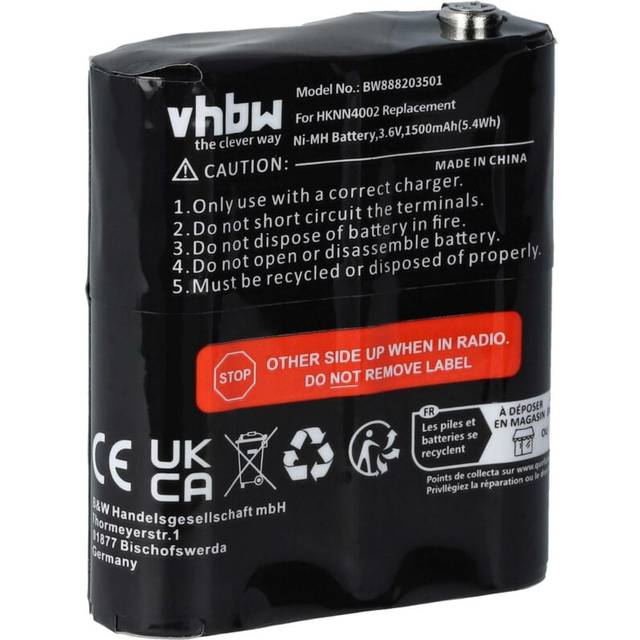 vhbw Replacement Battery compatible with Motorola Talkabout T82, T82 Extreme, T8500R, T8550RCAMO, T8500 Radio, Walkie-Talkie (1500 mAh, 3.6 V, NiMH)