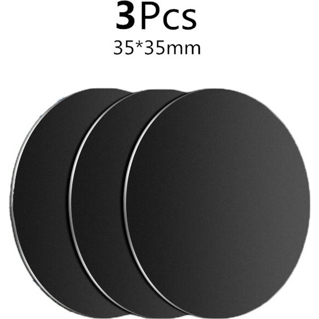 (3Pcs Black 35x35) Thin Metal Plate Disk For Magnetic Car Phone Holder Iron Sheet Sticker Disk For Magnet Tablet Desk Phone Car Stand Mount Round