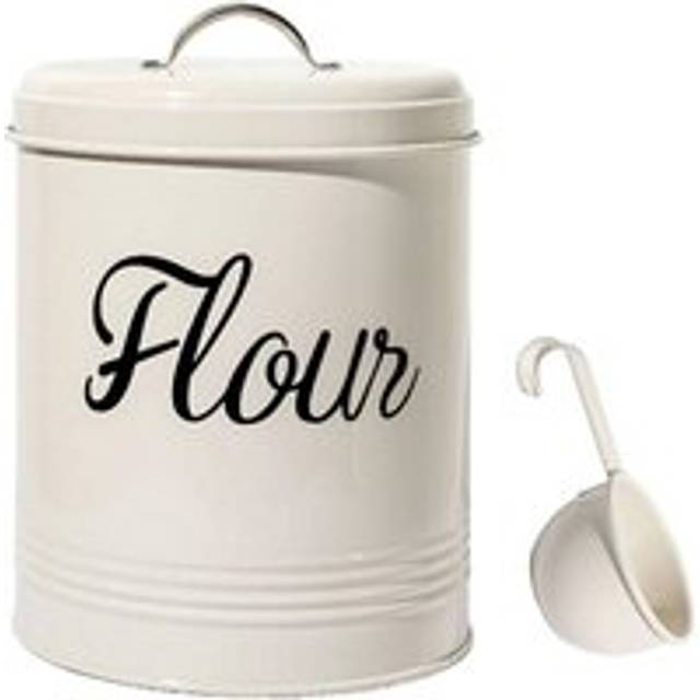 Tlily - White Metal Food Flour Storage Tin Jar 5L Container with Airtight Lid,