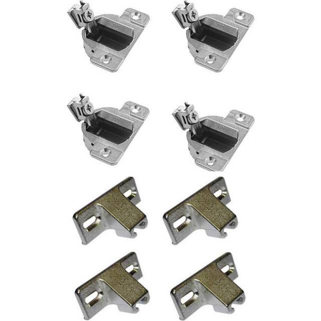 "Blum 3/4"""""""" Overlay Face Frame Hinge and Mounting Plate Combo (4 Hinges + 4 Plates)"