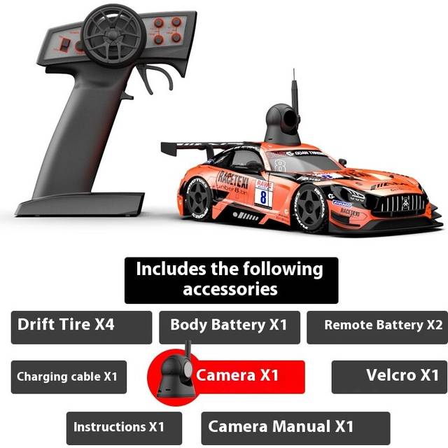 (Orange  camera) Kamtom Drift Remote Control Car Rc Racing High-Speed Racing Adult Boy Toy Full Scale Children'S Competitive