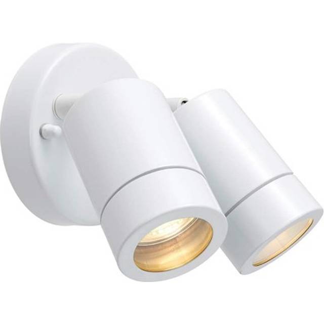 Saxby 75444 palin outdoor gloss white steel twin ip44 adjustable wall spot ligh