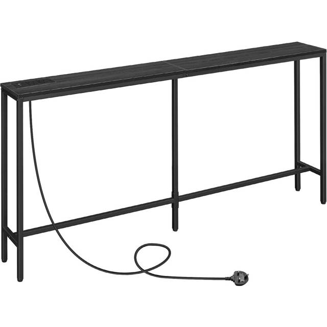 MAHANCRIS Console Table with Power Outlet, 180 CM Narrow Sofa Table, Industrial Entryway Table with USB Ports, Behind Couch Table for Entryway,