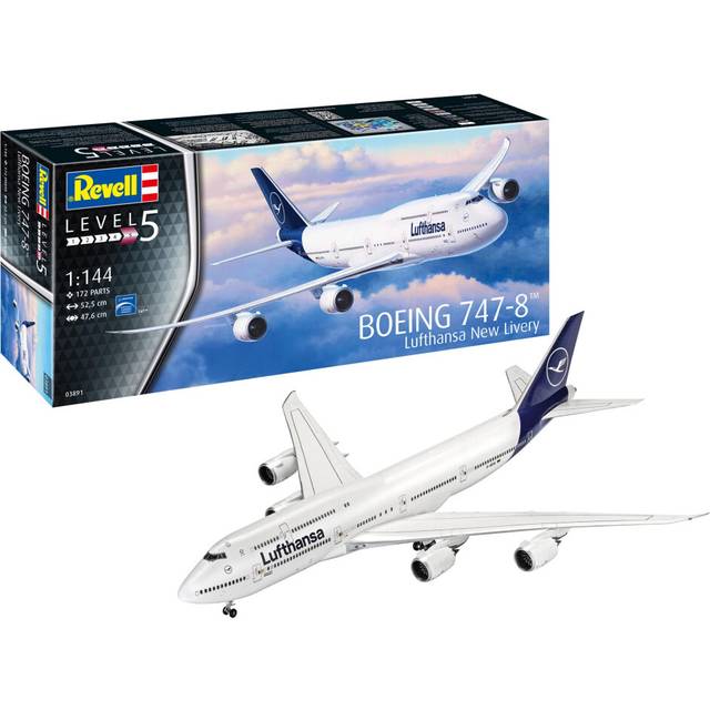 "Revell 03891 Boeing 747-8 ""Lufthansa"" New Livery 1:144 Scale Unbuilt/Unpainted Plastic Model Kit"
