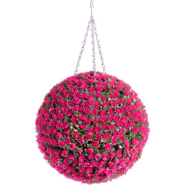 Pair of Best Artificial  38cm Pink Rose Hanging Basket Flower Ball