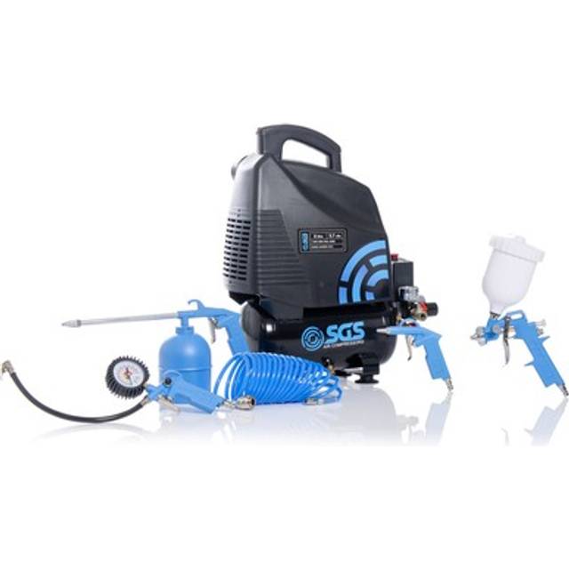 SGS 6 Litre Oil-Less Direct Drive Air Compressor & 5 Piece Tool Kit - 5.7CFM 1.5HP