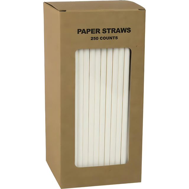 24 X Paper Bottle White Straw Biodegradable Drinks Straws 10.5(26cm) Box Of 250