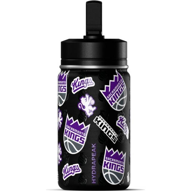 Hydrapeak x NBA Officially Licensed Sacramento Kings 14oz Mini Kids Water Bottle with Straw Lid and Handle Reusable Stainless Steel Double Wall Insula