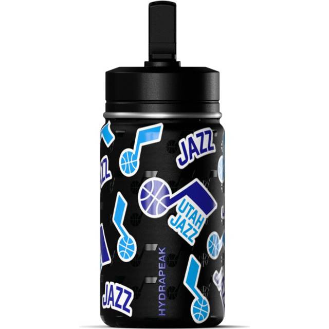 Hydrapeak x NBA Officially Licensed Utah Jazz 14oz Mini Kids Water Bottle with Straw Lid and Handle Reusable Stainless Steel Double Wall Insulated Spi