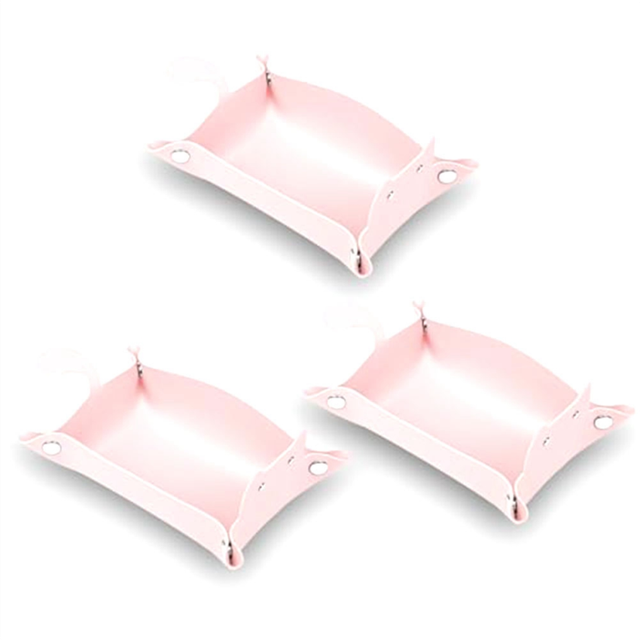 tray 3Pcs Pad Cute Cats Shaped Leather Valet Tray,Jewelry Tray for Coffee Table,Decorative Desk Organizer,Catchall Tray Pink