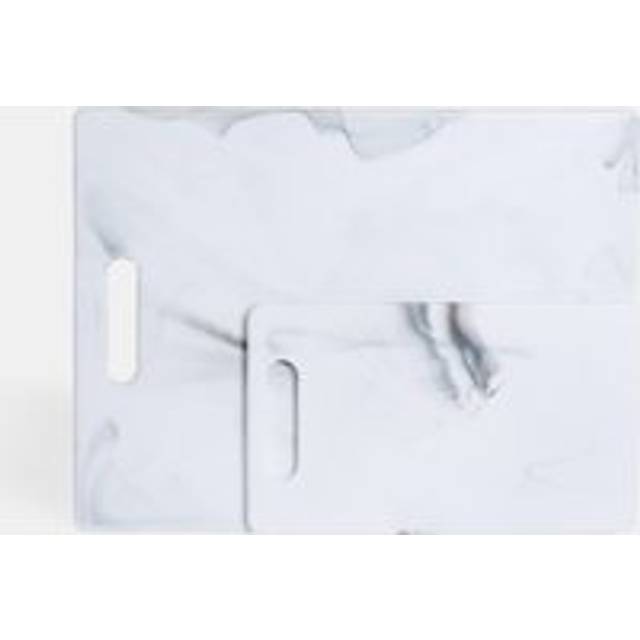 OHS 2 Pack Marble Effect Chopping Board Scratch Resistant in White - One Size