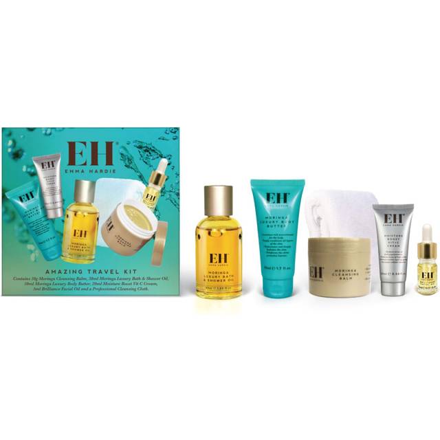Emma Hardie 5pcs Amazing Travel Kit: 30ml Moringa Cleansing Balm, 50ml Moringa Luxury Bath & Shower oil, 50ml Moringa Luxury Body Butter, 20ml