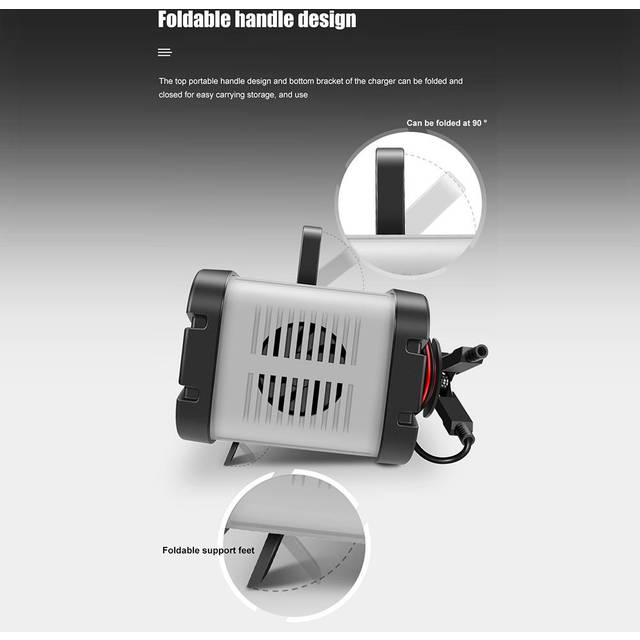 Battery Charger, 12V Smart Automatic Battery Charger with Large Display Screen, Battery Maintainer UK Plug grey