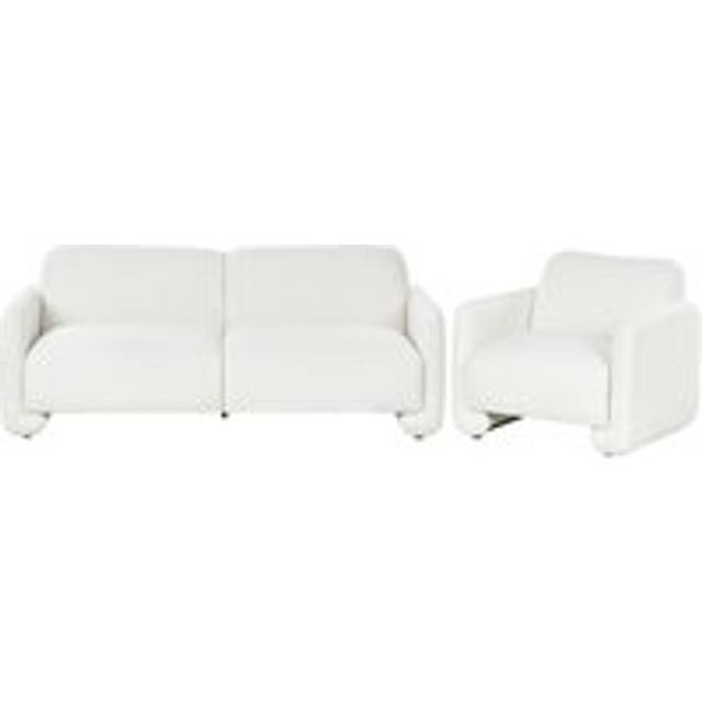 Living Room Set 4 Seater SALAND Fabric White