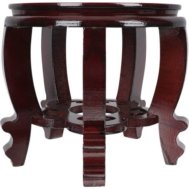 Wooden Carved Vase Stands: Wood Planter Stand Stool New Oriental Style Plant Stand Holder Indoor Fishbowl Stand for Vase Display Brown