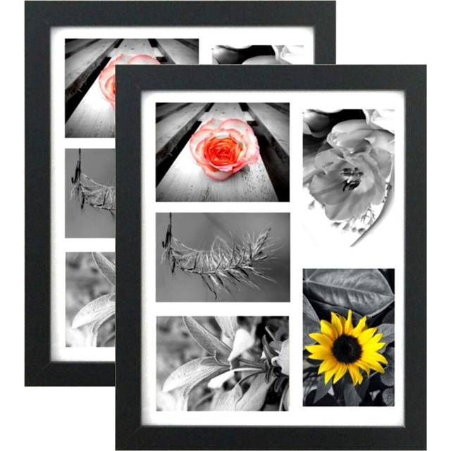 Tasse Verre 11x14 Collage Picture Frame - High Definition Glass Front Covered - Mat Holds Five 4x6 Photos (11x14 Black - Fits Five 4x6 Photos 2-Pack)