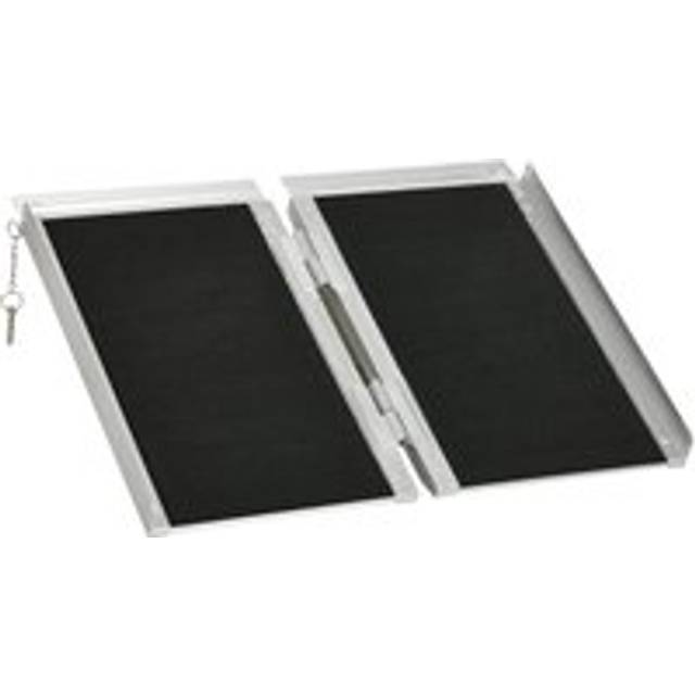2ft Aluminium Duo Wheelchair Ramp Pushchair Mobility Assistance Folding w/ Carry Handle Locking Chain Portable 61L x 72W cm