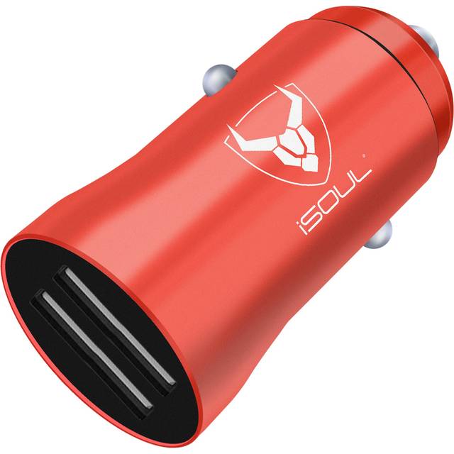 Car Charger, USB Car Cigarette Lighter 12V/24V DC 5V 3.1A USB Car Chargers Adapter 2-Port Fast Charging for iPhone 12 11 X Pro Max Samsung Android Red