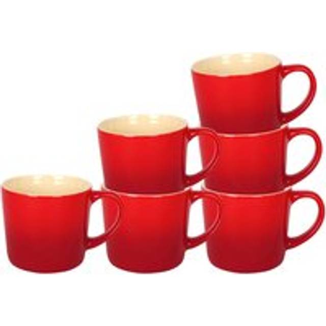 330ml New Bone China Ombre Mugs - Pack of 6 - Red
