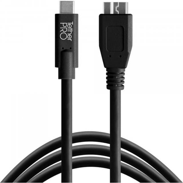 Tether Tools TetherPro USB Data Cable for USB-C to USB 3.0 Micro-B, Straight Plug black 4,6m