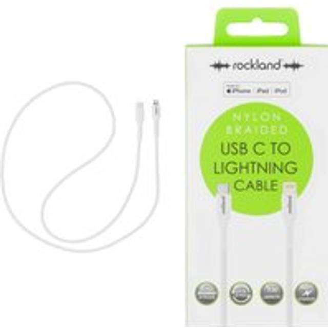 Rockland Braided iPhone Fast Charge USB C to iPhone Lightning Data Sync Cable 1m