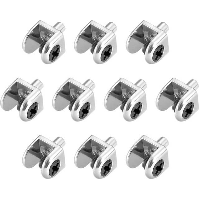 sourcingmap Glass Shelf Brackets - Adjustable Zinc Alloy Glass Clamp Clip Shaft Mount for 5-8mm Thick, Typ