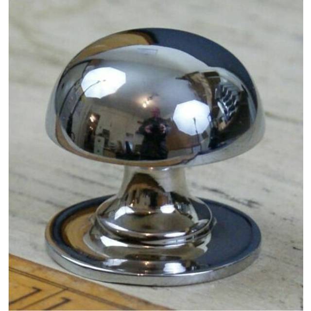 Mushroom Solid Brass Cabinet Knob Polished Chrome 32mm by Ironmongery World